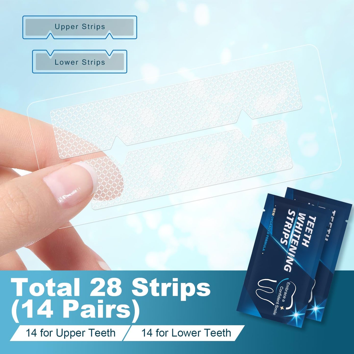 Teeth Whitening Strips - 28 Whitening Strips for Teeth Sensitive, Professional, Fast Remove Smoking, Coffee, Wine Stains, Teeth Whitening Kit Pack of 14 Non-Slip Strips Treatments