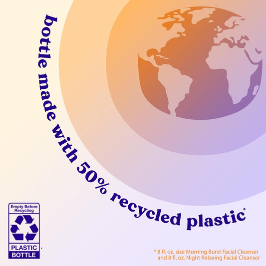 Clean & Clear Day & Night Oil-Free Facial Cleanser Duo – Morning Burst with Vitamin C & Night Relaxing Wash with Hyaluronic Acid, 16 Oz