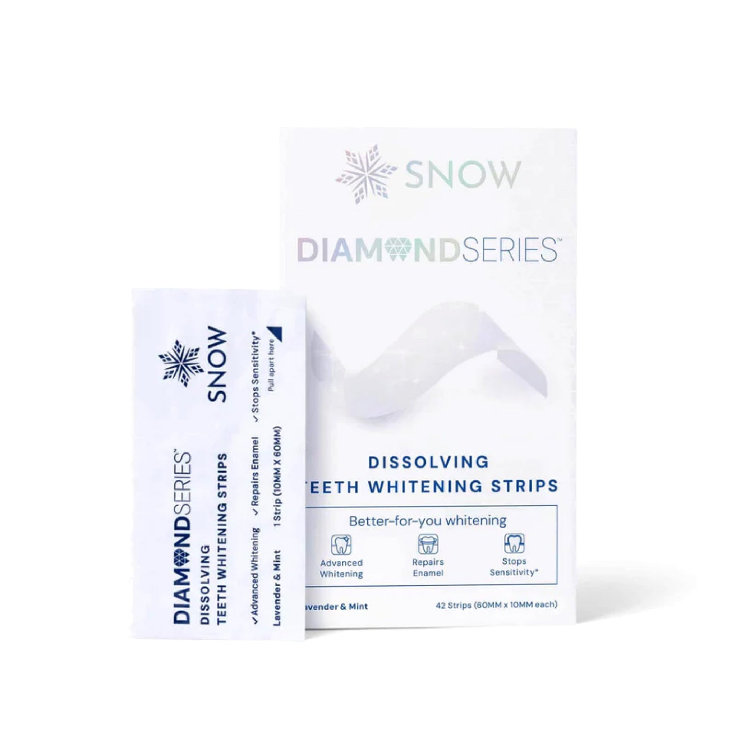 SNOW Diamond Dissolving Teeth Whitening Strips - Gentle & Enamel Safe White Strips for Teeth Whitening, at-Home Dental Hygiene & Tooth Care with Hydroxyapatite - 14 Ct