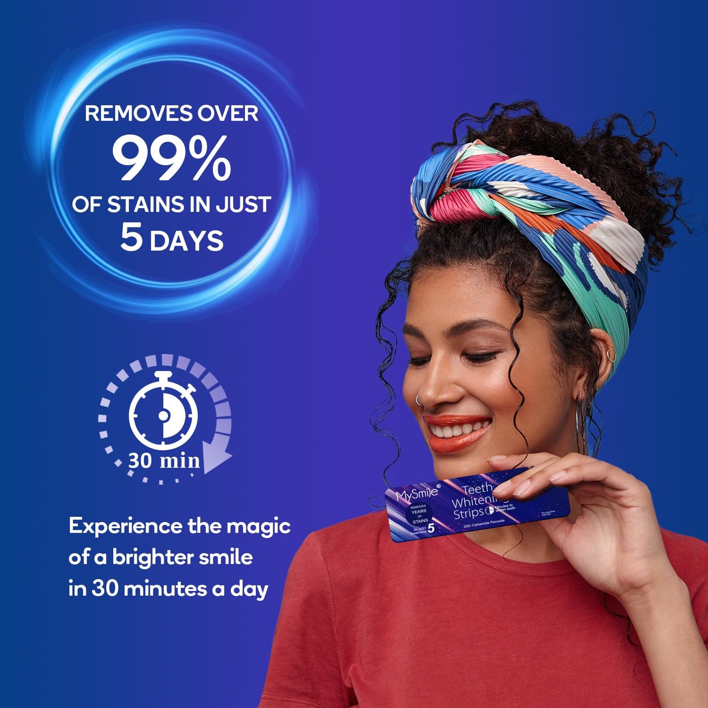 MySmile Advanced Teeth Whitening Strips – 5X Whitening Power, Enamel-Safe & Non-Sensitive – 10 Strips