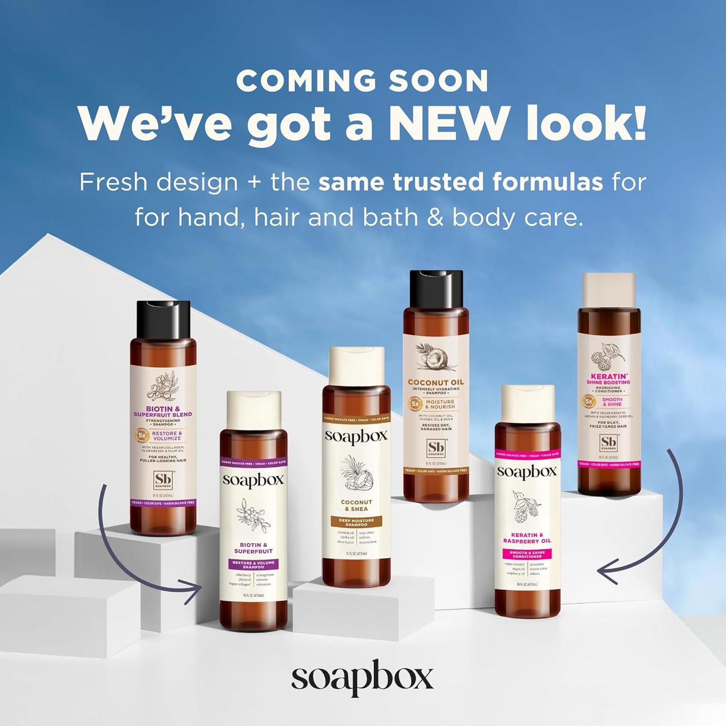 Soapbox Biotin & Superfruit Shampoo & Conditioner Set – Volumizing Hair Care with Vegan Collagen, Aloe & Shea Butter – Sulfate-Free, 16 oz Each, 2 Pack