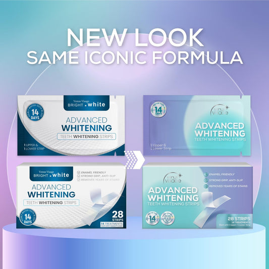 Venus Visage Teeth Whitening Strips – Professional 14-Day Kit, 28 Mint Flavored Strips | Enamel-Safe, No Sensitivity