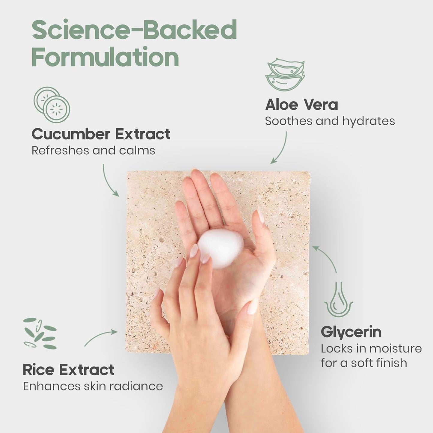 KIREI Foam Cleanser – Gentle Aloe Vera & Cucumber Face Wash, Hydrating & Soothing, Dermatologically Tested, Paraben-Free, Suitable for Sensitive Skin
