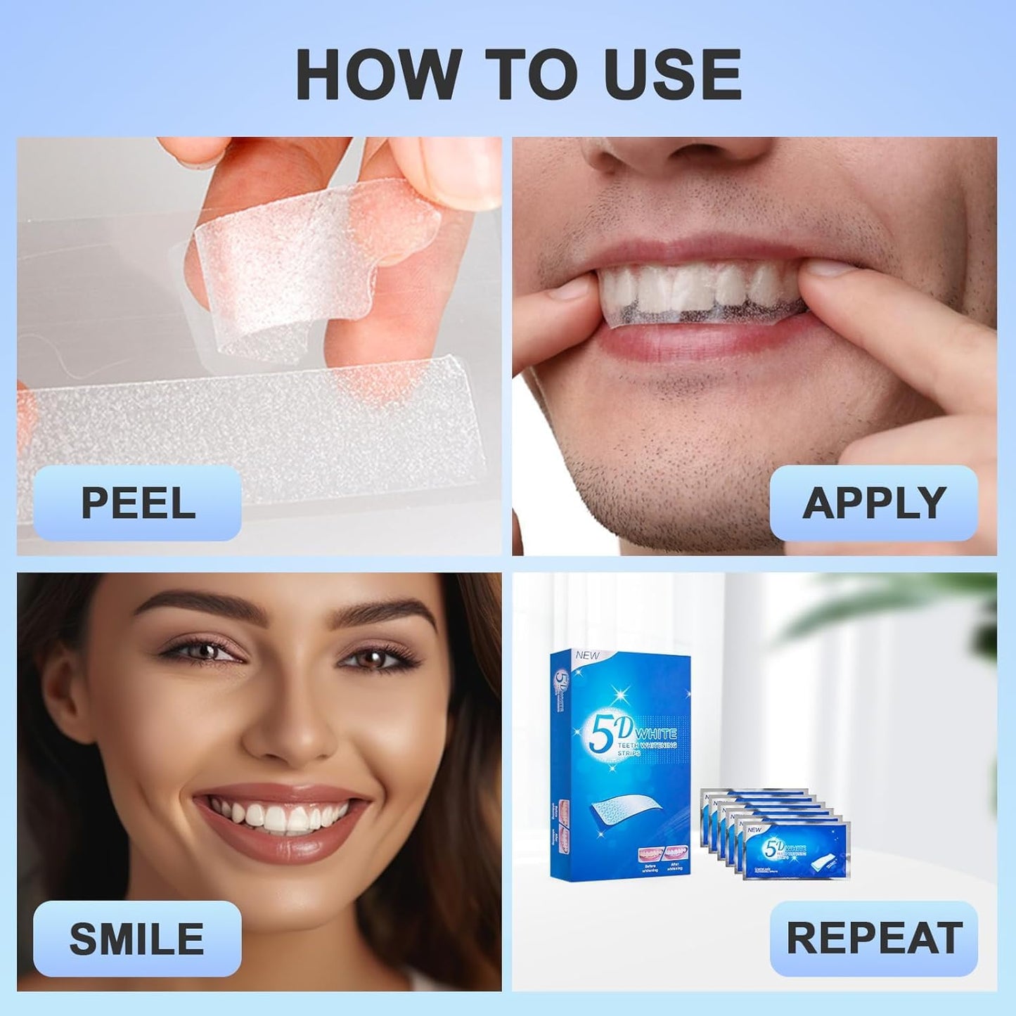 Teeth Whitening Strips – 14 Sensitivity-Free Treatments, 28 Enamel-Safe Non-Slip Strips for Stain Removal & Long-Lasting Bright Smile