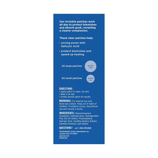PanOxyl Daytime Invisible Acne Patches with Salicylic Acid – Clears Blemishes, Calms Skin & Unclogs Pores (40 Count)