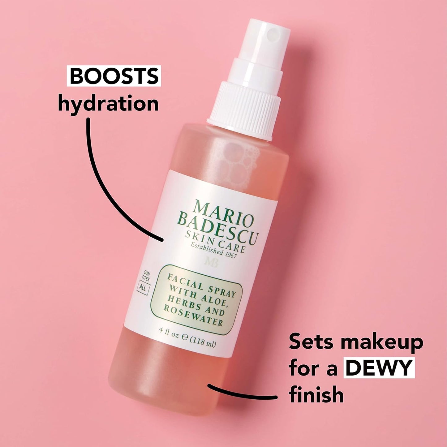 Mario Badescu Facial Spray with Aloe, Herbs & Rosewater – Hydrating Face Mist, 8oz