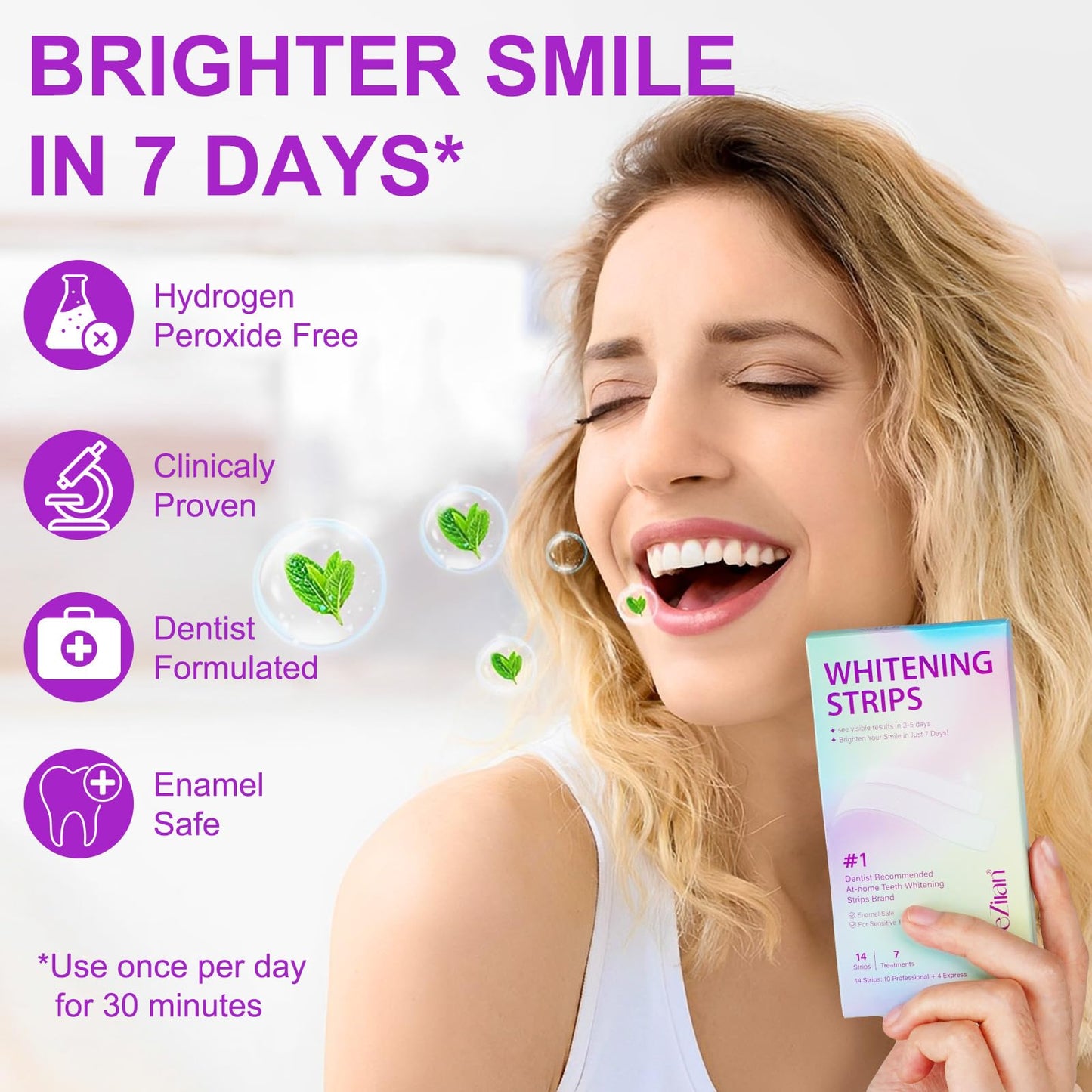 Teeth Whitening Strips,7-Day whitening Strips,Sensitive Teeth Whitener,Enamel Safe for Whiter Teeth,Deep Stains Removal,nstant Teeth Whitening Without The Harm (14pcs)