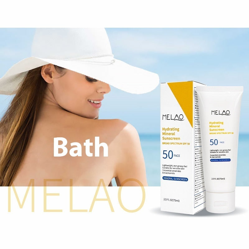 Loción protectora solar MELAO con protección UV de 75 ml: prebase hidratante y refrescante