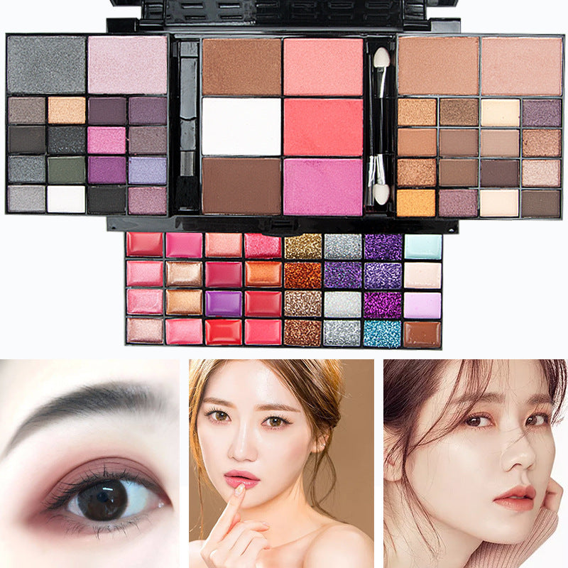LuxuryGlow 74-Color All-in-One Makeup Kit – Eyeshadow, Lip Gloss, Blush & More