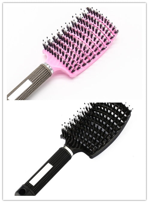 Cepillo desenredante antienredos LuxuryGlow: masajeador del cuero cabelludo y peine de cerdas para mujeres