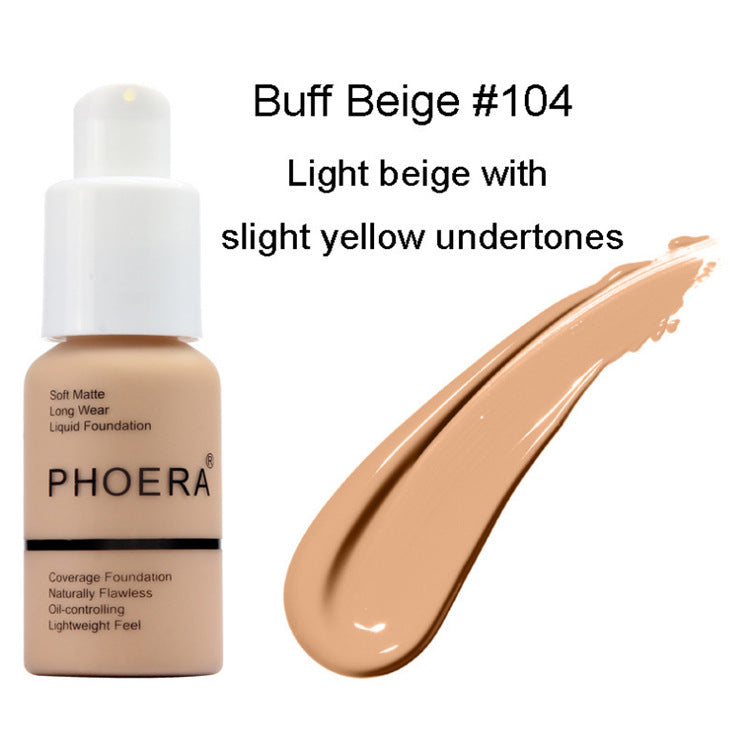 Base correctora mate con control de aceite PHOERA: acabado natural y cobertura duradera