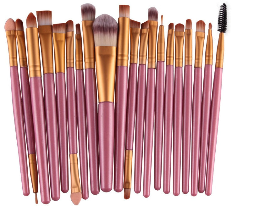 مجموعة فرش مكياج احترافية من LuxuryGlow، 5 في 1 - فرش بودرة، أحمر خدود، وظلال عيون