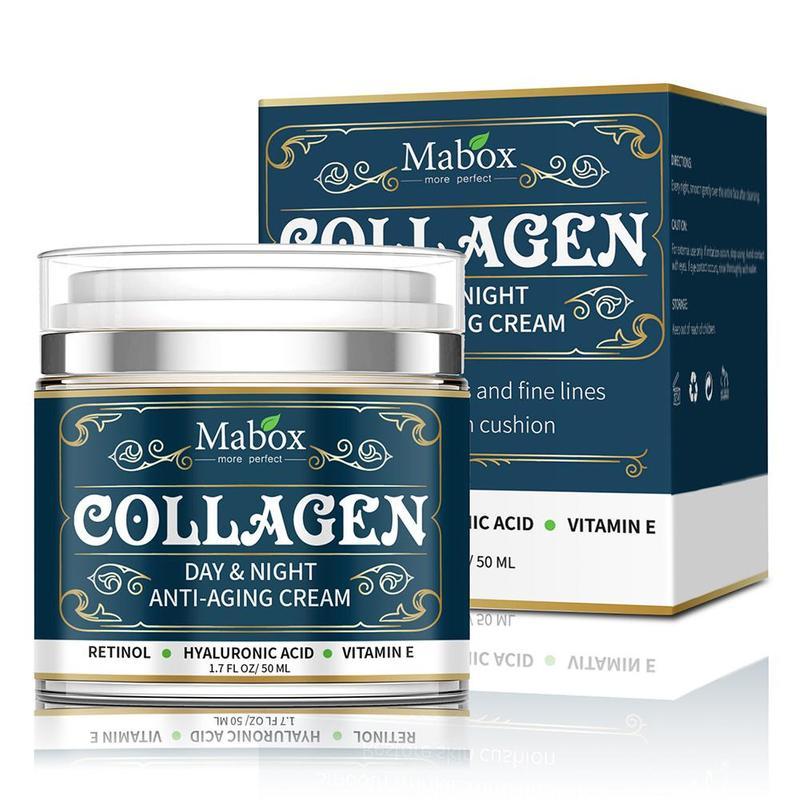 Crema hidratante antiedad con colágeno Mabox: cuidado facial y de cuello de día y de noche