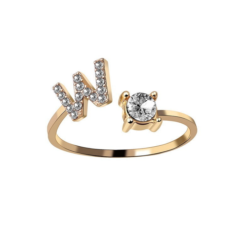 New Design Adjustable 26 Initial Letter Ring Fashion Jewelry For Women Simple Elegant Jewelry - LUXURY GLOW