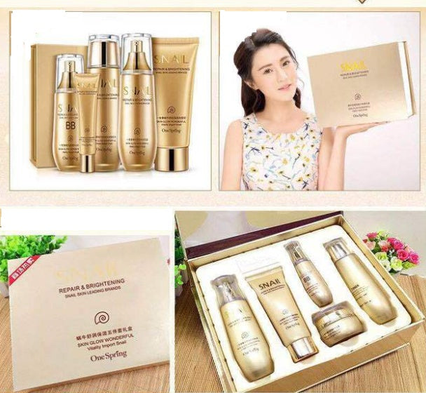 SNAIL 6-Piece Hydrating Skincare Set – Moisturizing, Brightening & Pore Care