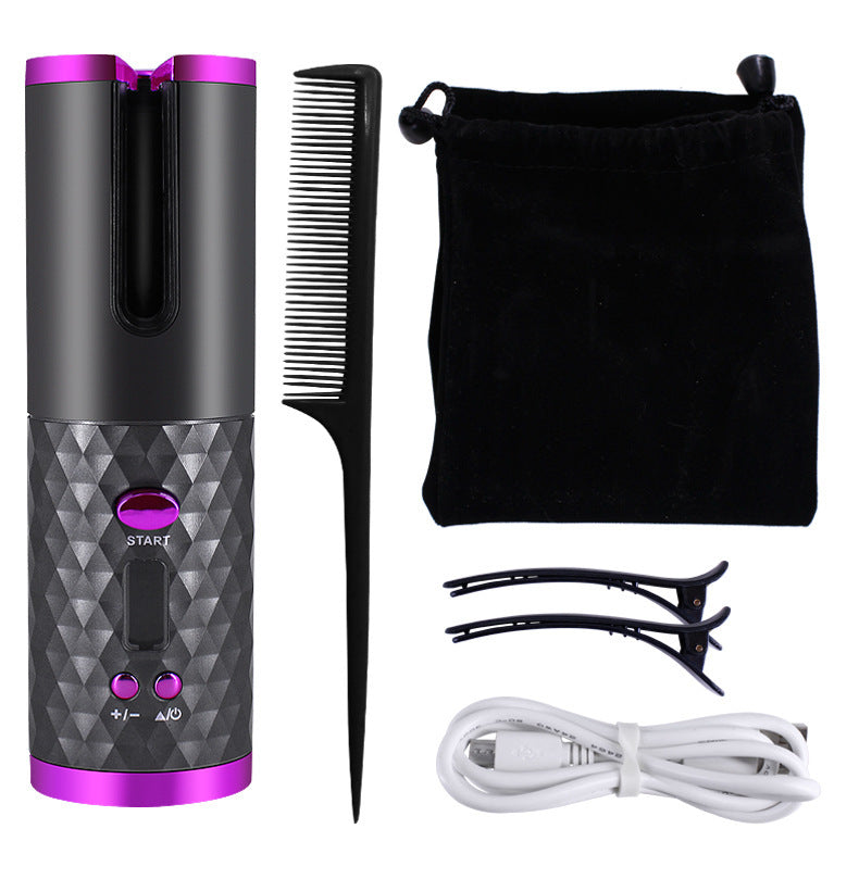 LuxuryGlow Cordless Automatic Hair Curler – Rechargeable Ceramic Curling Wand with LCD Display