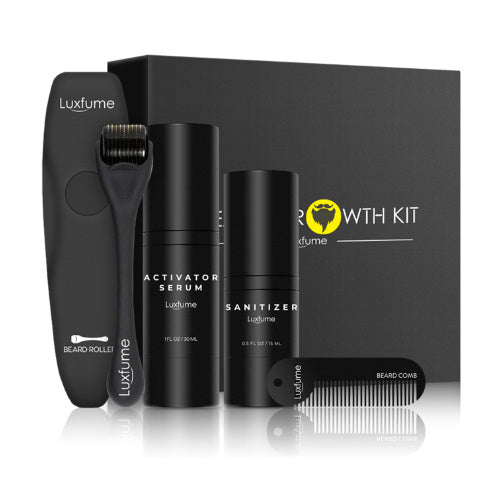 LuxuryGlow Beard Growth Kit for Men – Microneedle Roller & Serum Set for Thicker Beard