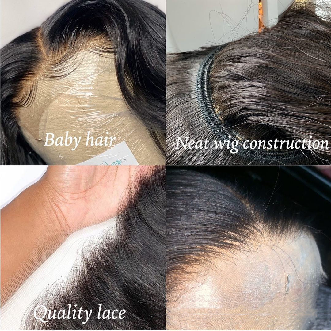 باروكة شعر طبيعي مموج من LuxuryGlow بجزء أمامي من الدانتيل - شعر حقيقي 100%، قابل للصبغ ومنسوج يدويًا