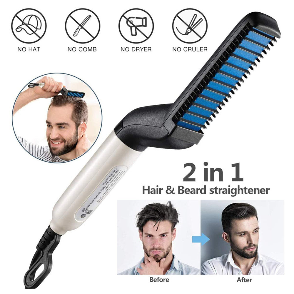 LuxuryGlow Men’s Electric Hair & Beard Straightener – Quick Styling Comb Brush