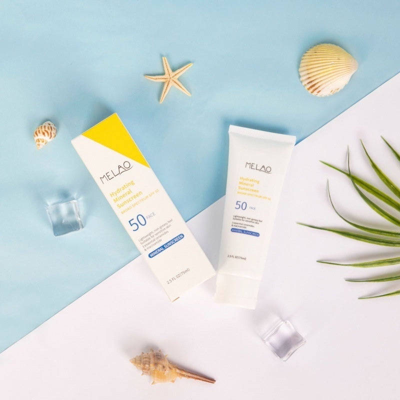 Loción protectora solar MELAO con protección UV de 75 ml: prebase hidratante y refrescante