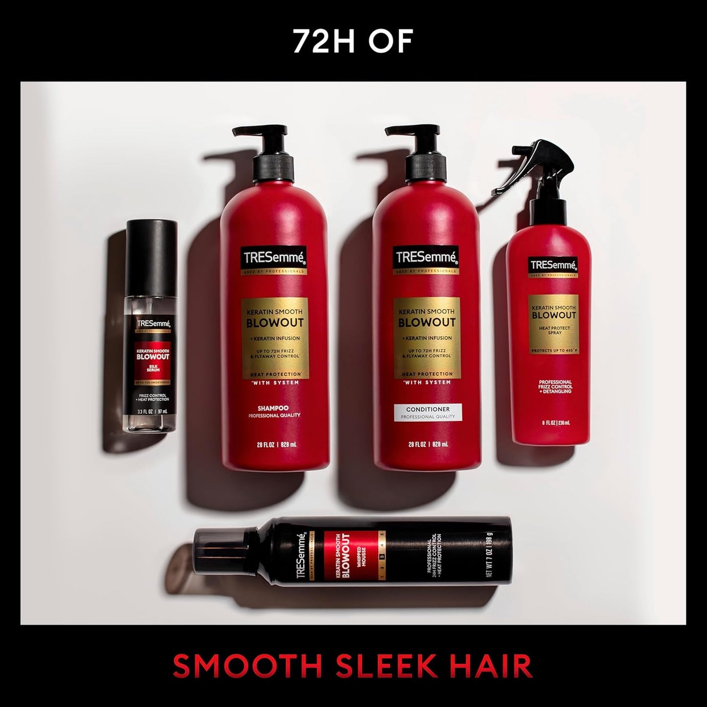 TRESemmé Keratin Smooth Shampoo 4 Pack – Frizz Control & Sleek Hair, 28 fl oz Each
