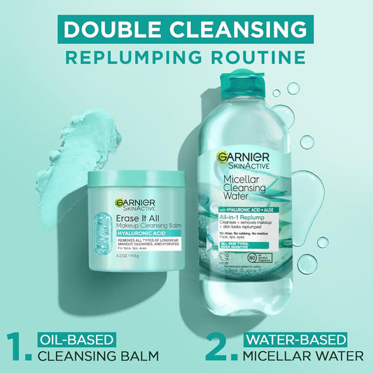 Garnier Erase It All Makeup Cleansing Balm with Hyaluronic Acid – Hydrating Facial Cleanser & Makeup Remover, 4.2 oz