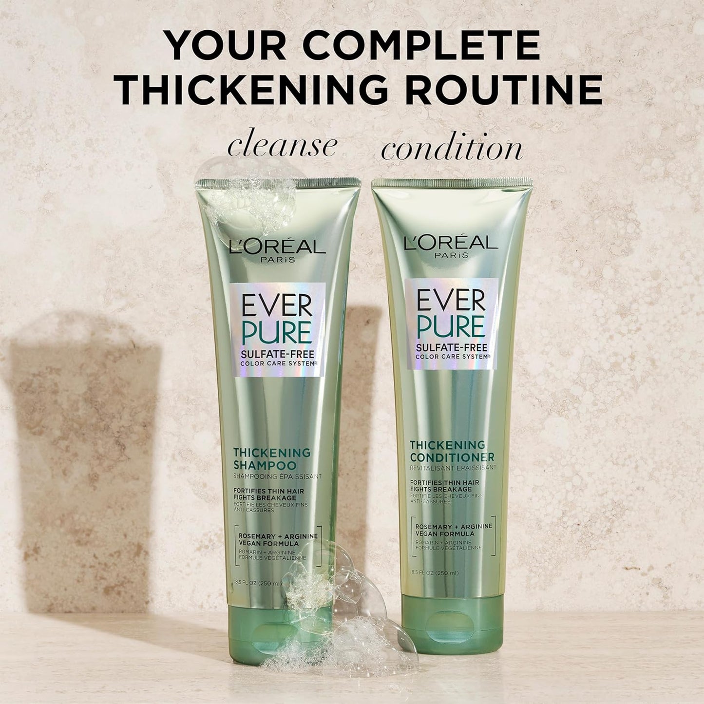 L’Oreal Paris EverPure Thickening Sulfate-Free Shampoo & Conditioner Kit – Strengthens & Volumizes Thin, Fragile Hair