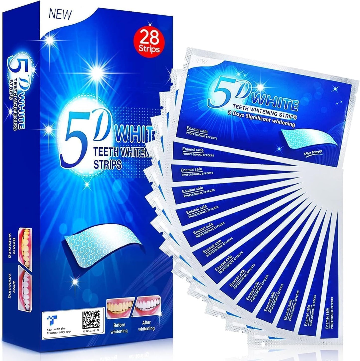 LuxuryGlow 5D Teeth Whitening Strips – 14-Pack At-Home Kit for Coffee, Wine & Smoking Stain Removal