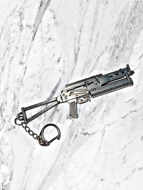 Mini Bizzon PP19 Metal Gun Keychain – PUBG-Inspired Submachine Gun Key Ring for Gamers & Collectors (12cm, Imported)
