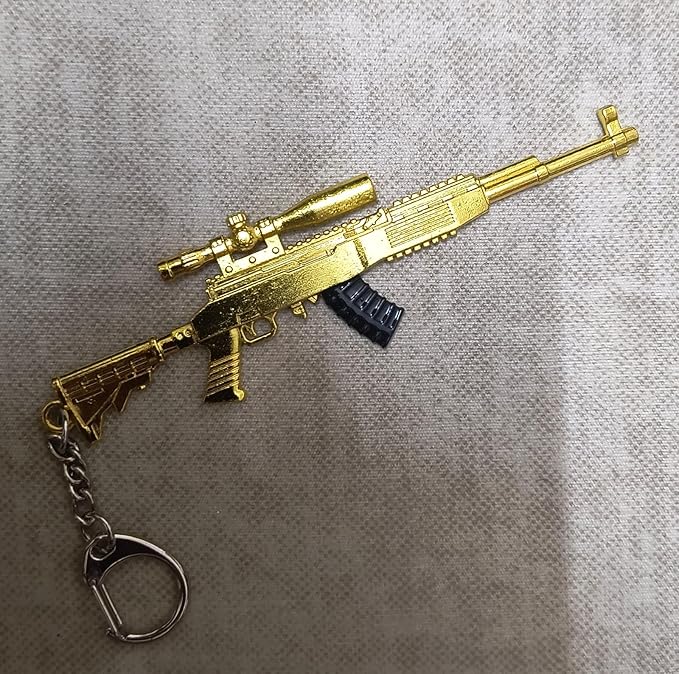 SK.S Gun Miniature Metal Keychain – Golden Alloy Rifle Design | Premium Collectible for Gun Lovers & PU BG Fans
