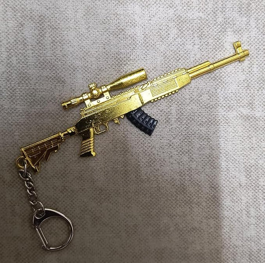 SK.S Gun Miniature Metal Keychain – Golden Alloy Rifle Design | Premium Collectible for Gun Lovers & PU BG Fans