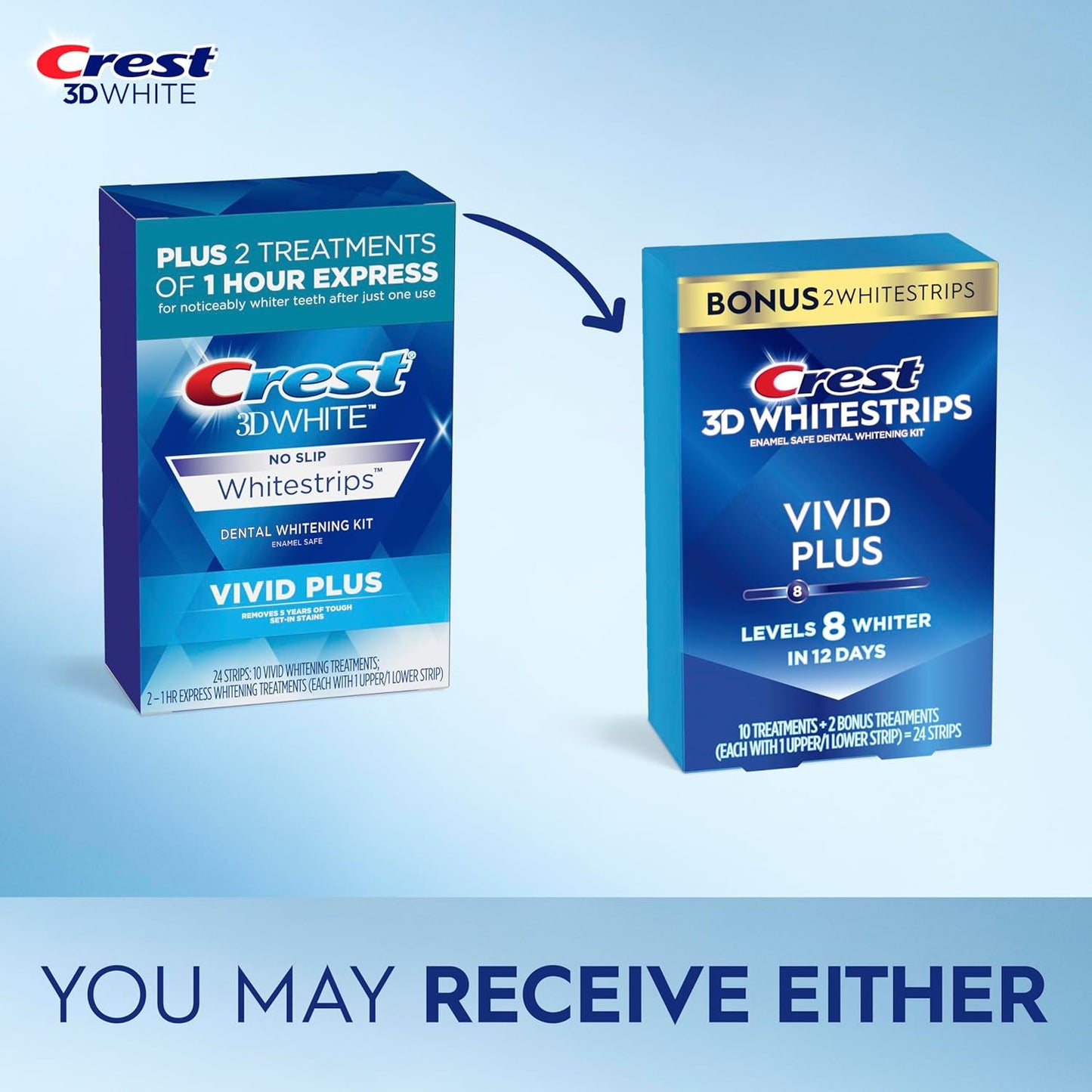 Crest 3D Whitestrips Vivid Plus - Kit de blanqueamiento dental (24 tiras)