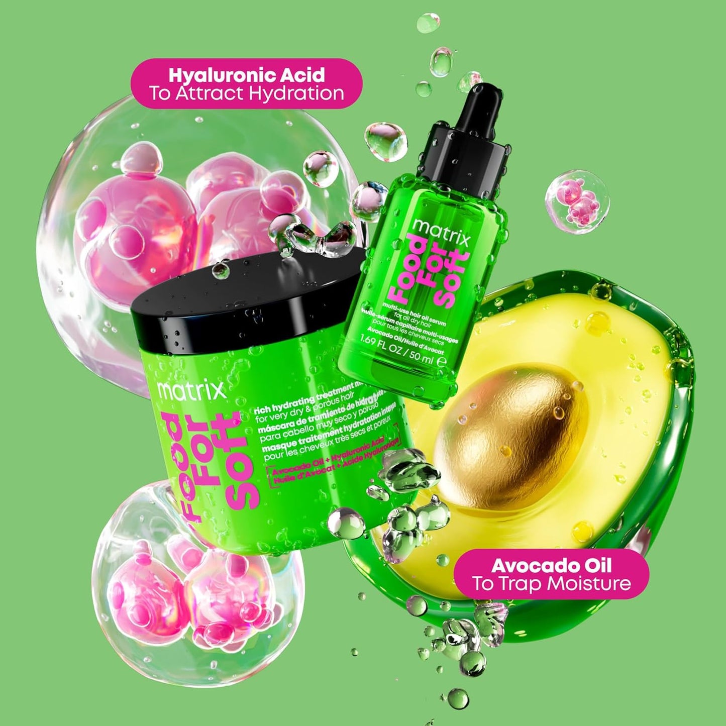 MATRIX Food For Soft Rich Hydrating Mask – Avocado Oil & Hyaluronic Acid – Deep Moisture for Dry, Brittle & Color-Treated Hair – Vegan