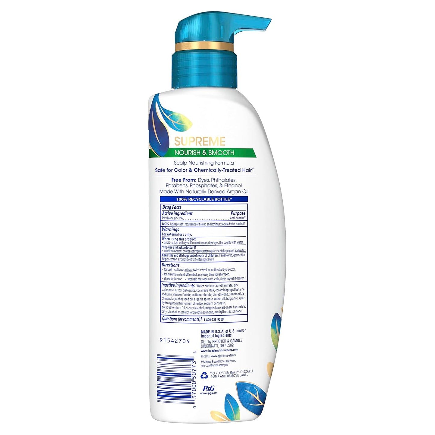 Head & Shoulders Supreme Anti-Dandruff Shampoo & Conditioner Set | Sulfate-Free, Argan & Jojoba Oil | Dry Scalp & Color-Treated Hair Care