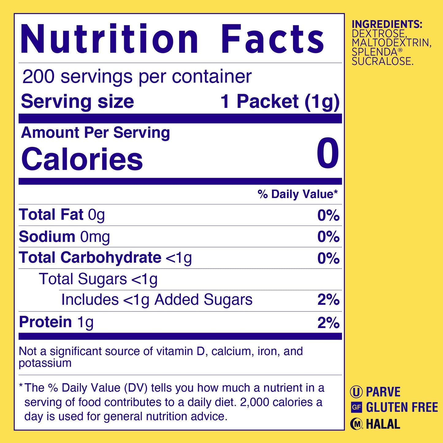 SPLENDA Chefs Need Splenda No Calorie Sweetener 100 Pkt/Sachet, 100g