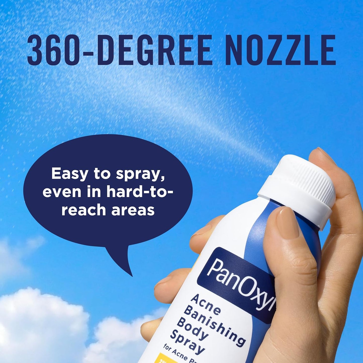 PanOxyl Acne Banishing Body Spray with 2% Salicylic Acid | 360° Nozzle, Niacinamide & Vitamin C, 6 Oz