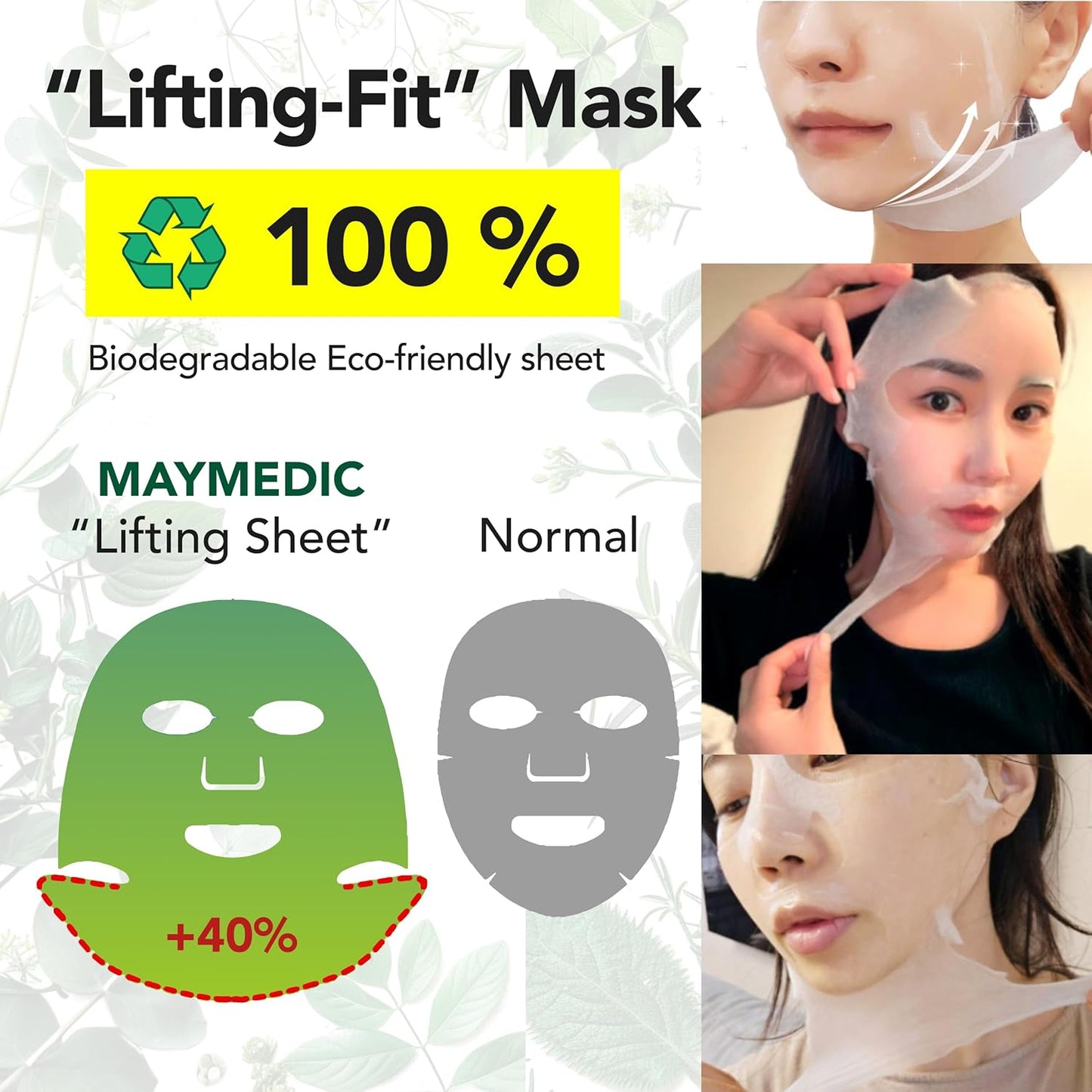 MAYMEDIC Korean Collagen Face Sheet Mask – Firming, Hydrating & Lifting Skincare for Women & Men | Hyaluronic Acid, Panthenol & Allantoin (Biodegradable Sheet)