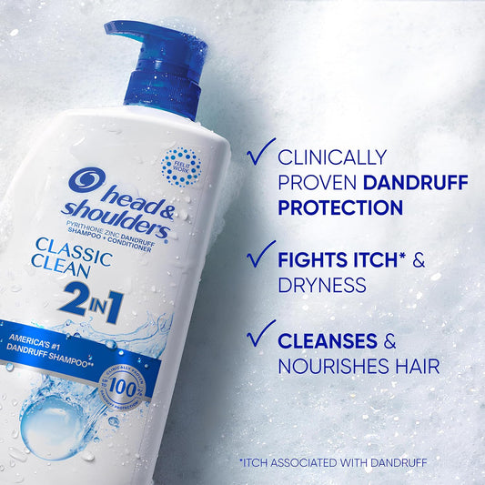 Head & Shoulders 2-in-1 Classic Clean Anti-Dandruff Shampoo & Conditioner | Twin Pack 32.1 fl oz | Paraben-Free, Color-Safe, Fresh Scent