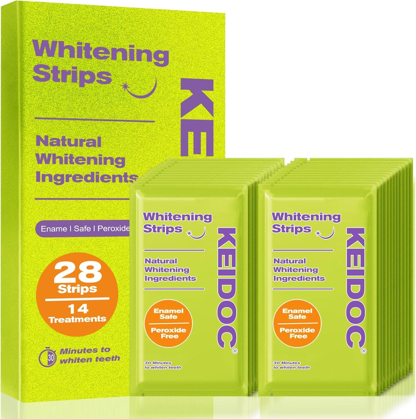 KEIDOC Coconut Oil Teeth Whitening Strips – 28 Pcs Enamel-Safe, Non-Sensitive Natural Whitening Kit (14 Treatments, Mint)