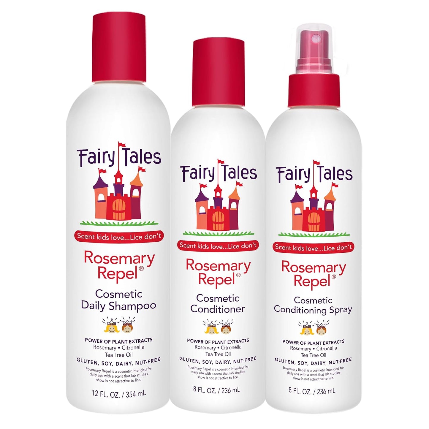 Fairy Tales Rosemary Repel Kids Shampoo, Conditioner & Conditioning Spray Trio – Gentle, Hydrating & Lice Defense