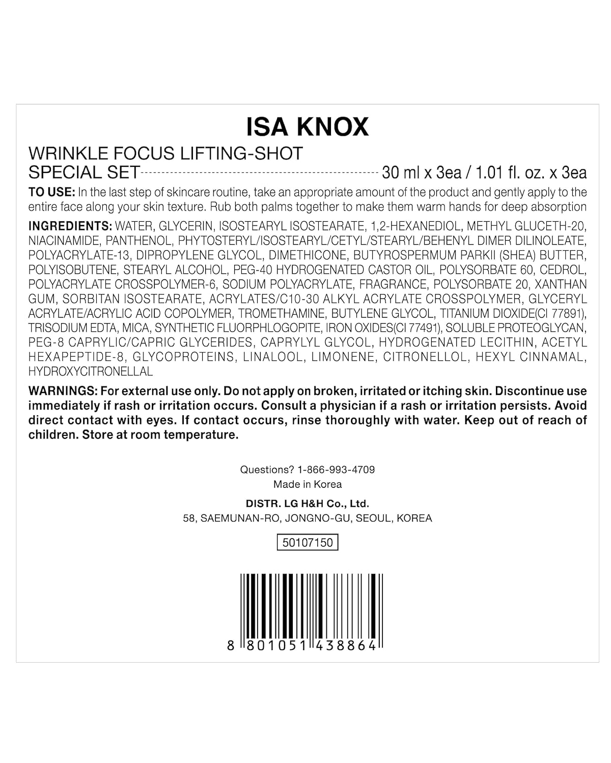 ISA KNOX Wrinkle Focus Shot Cream Set – Anti-Aging Moisturizer for Face, Eyes & Neck (3.1 fl oz, Pack of 3)