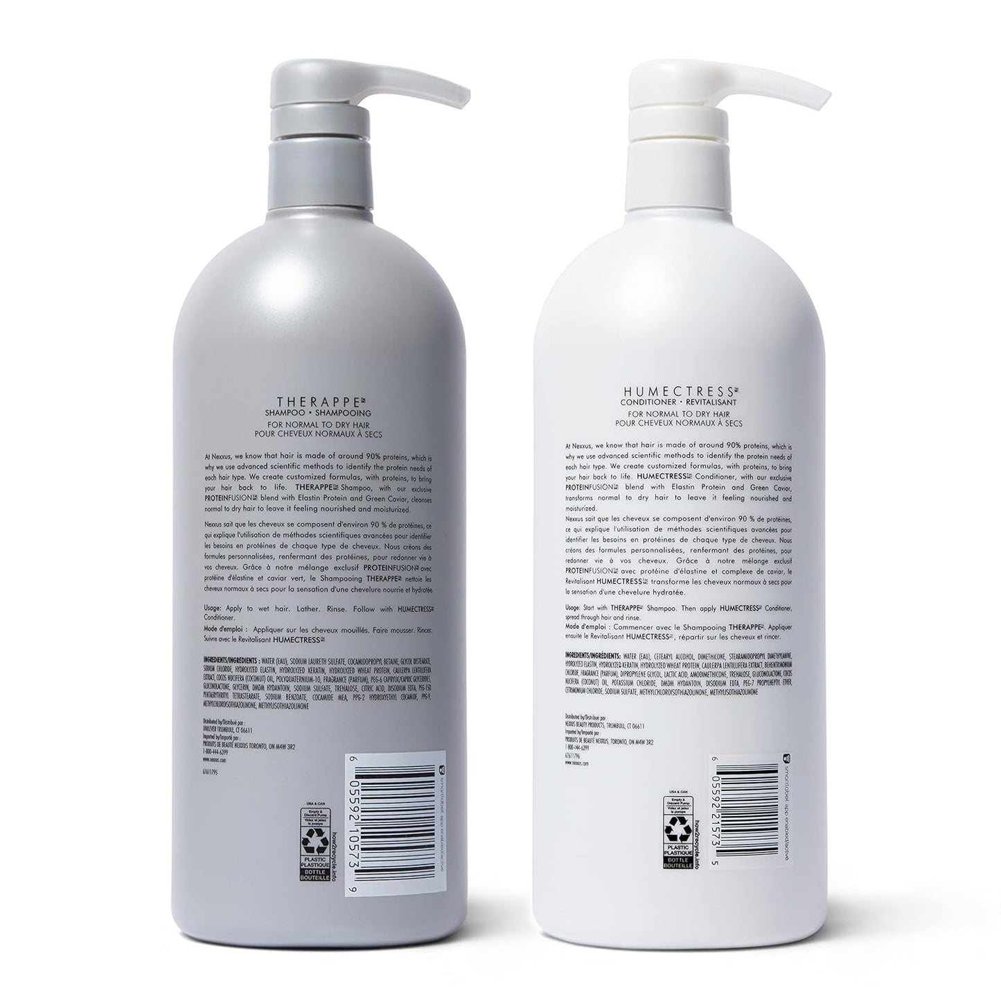 Nexxus Therappe & Humectress Shampoo & Conditioner Set – Moisturizing Hair Care with Caviar Complex & Elastin Protein – Silicone-Free for Dry, Damaged Hair (33.8 oz, 2 Pack)