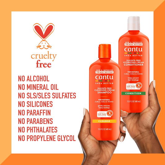 Cantu Shea Butter Shampoo & Conditioner Set | Hydrating, Nourishing & Sulfate-Free Hair Care for Natural Curls, Coils & Waves | 13.5 fl oz Duo