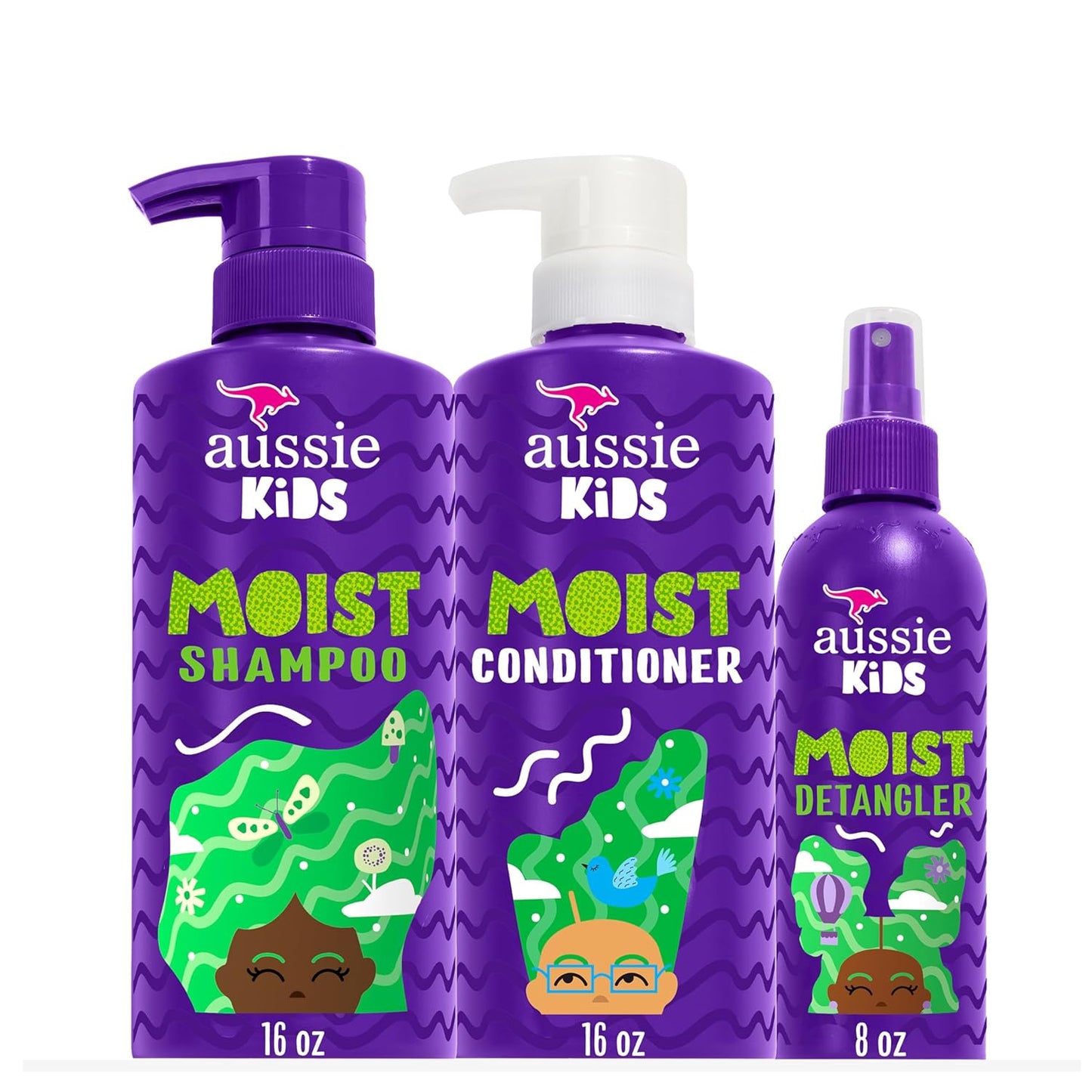 Aussie Kids Hair Care Bundle | Shampoo, Conditioner & Detangler Spray | Sulfate-Free, Paraben-Free, Dye-Free, Cruelty-Free | Moisturizing & Tangle-Free Care