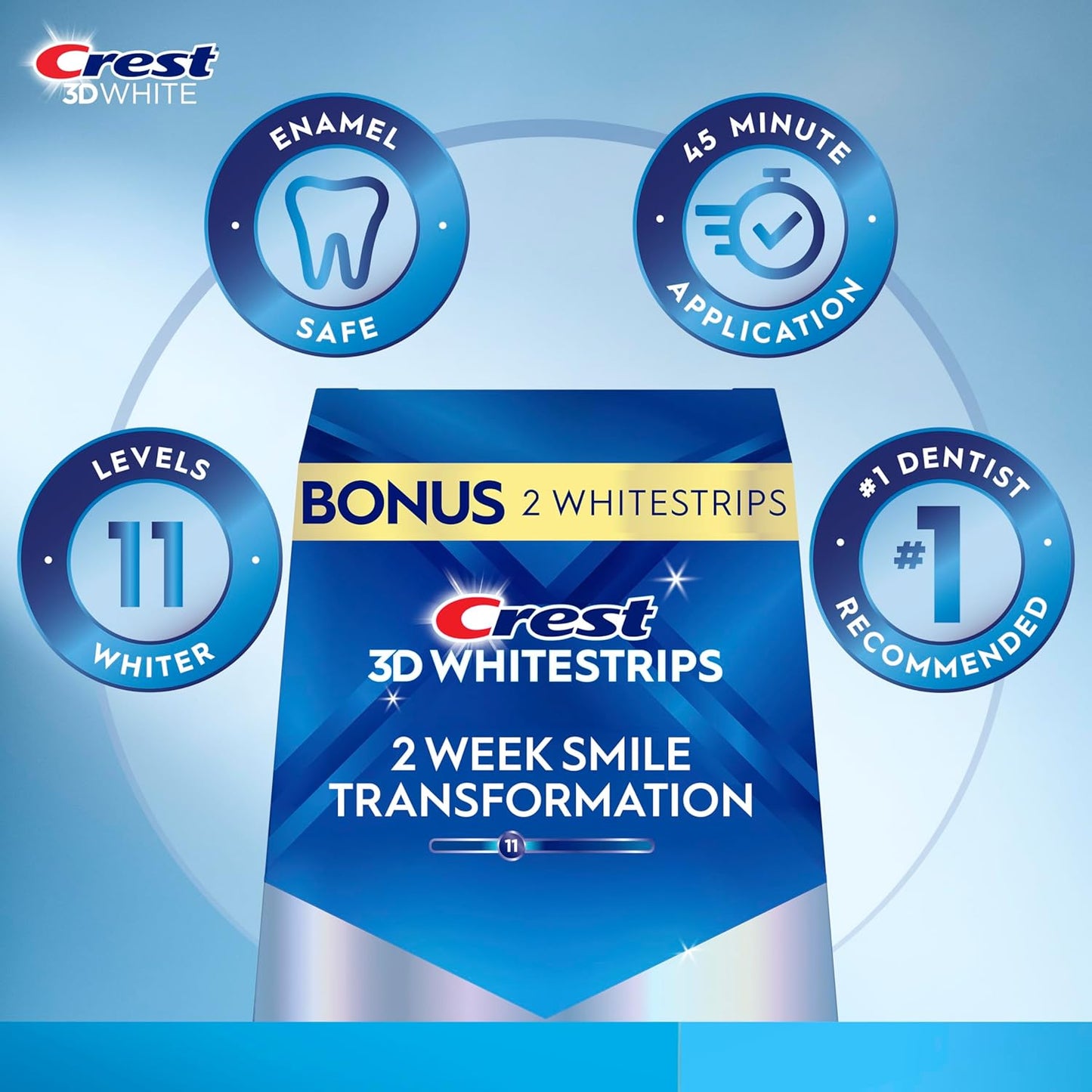 Crest 3D Whitestrips Glamorous White – Professional Teeth Whitening Kit, Enamel-Safe, No-Slip Grip, 16 Treatments (32 Strips)