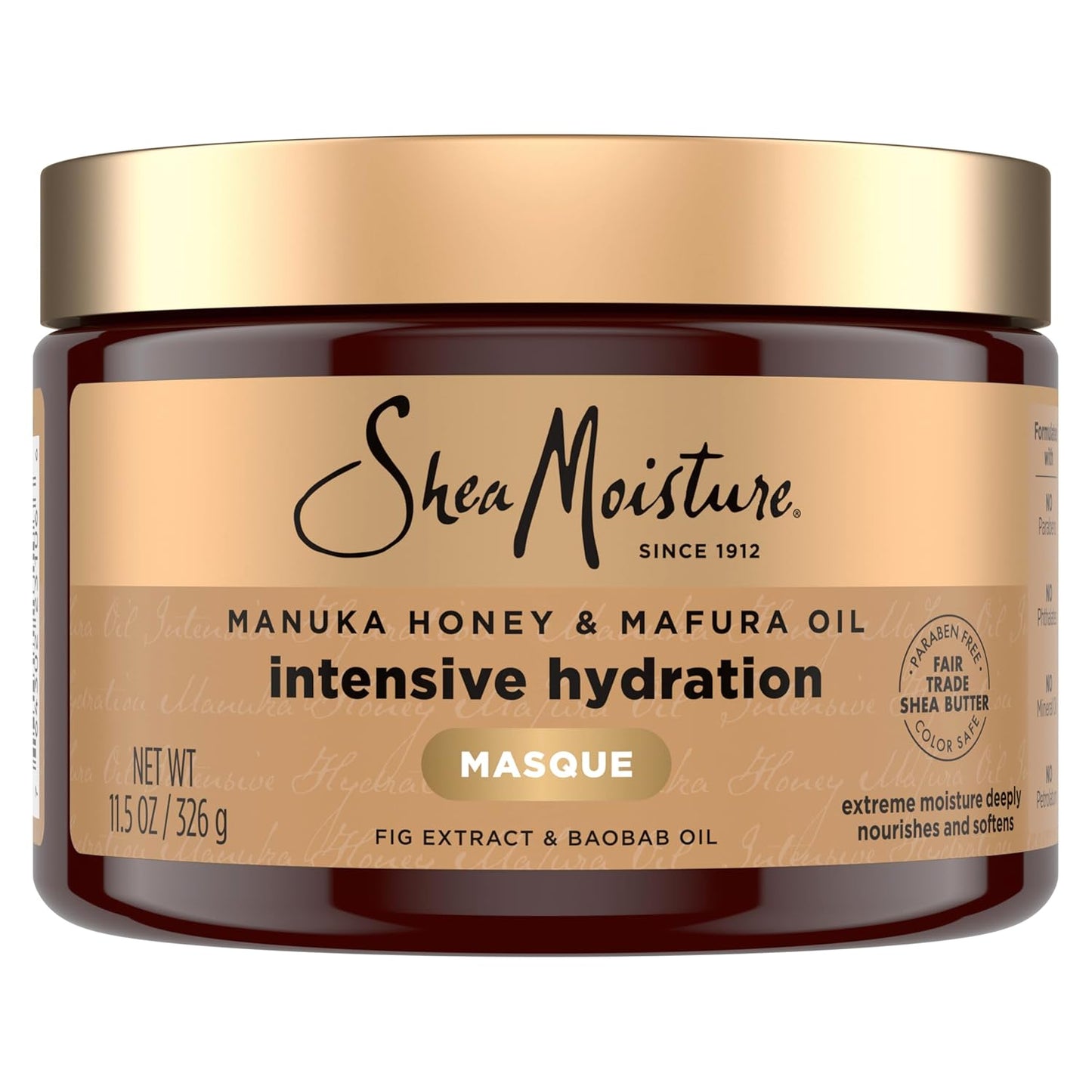 SheaMoisture Intensive Hydration Hair Masque with Manuka Honey & Mafura Oil – Deep Conditioner for Dry, Damaged, Curly Hair (11.5 oz)