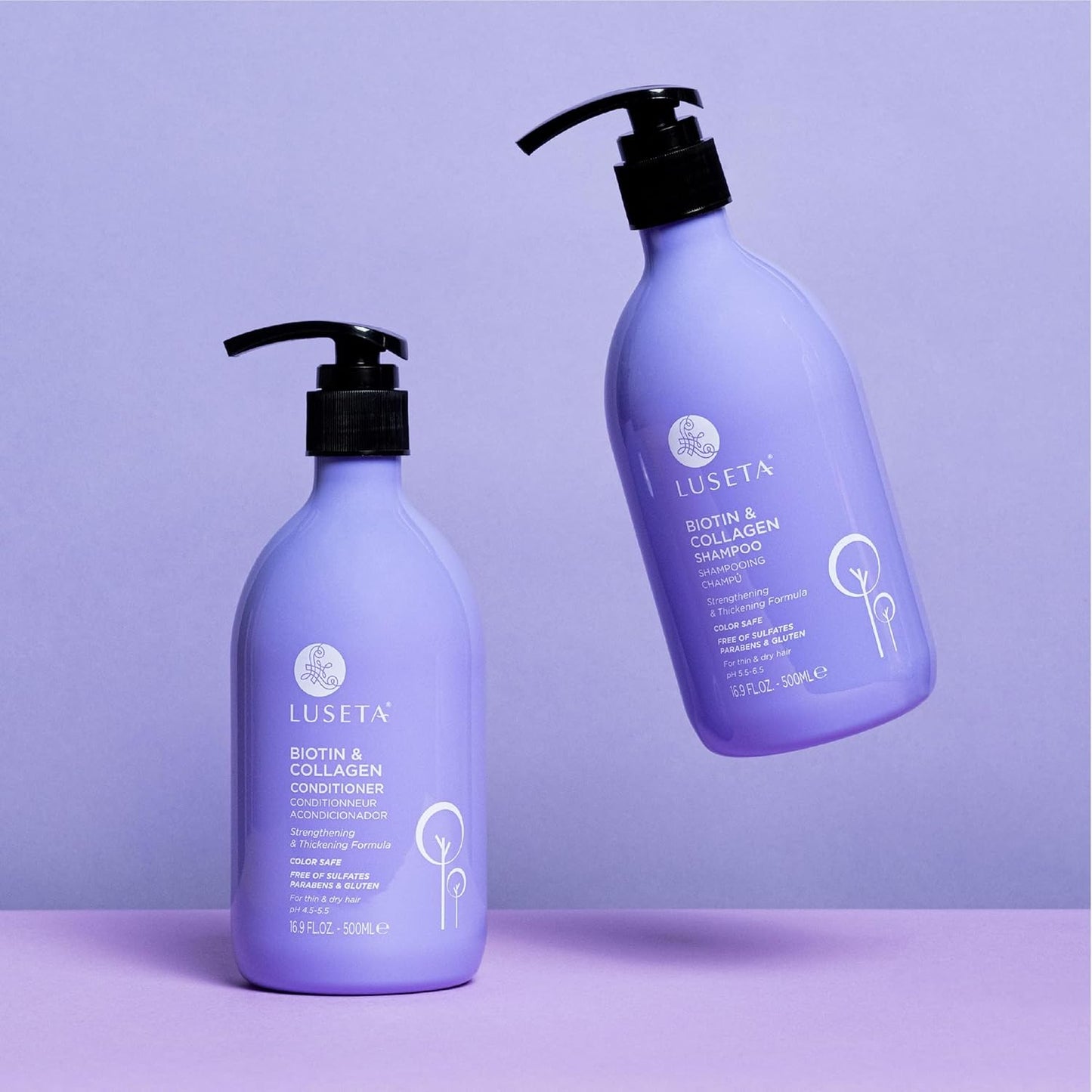 Luseta Biotin Shampoo & Conditioner Set – Thickening & Strengthening Hair Care with Argan Oil – Sulfate & Paraben Free for Thinning, Dry & Damaged Hair (2×16.9 fl oz)