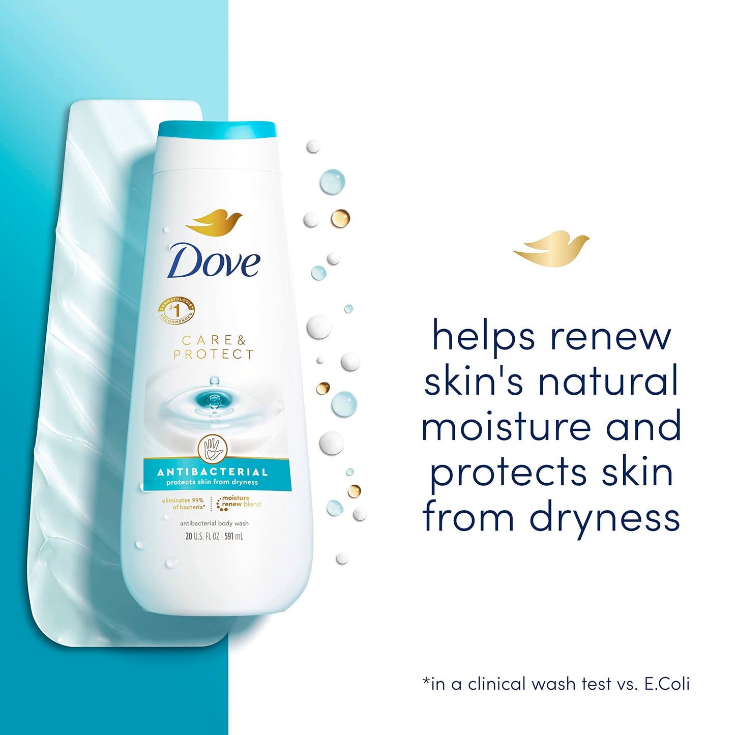 Dove Antibacterial Body Wash – 20 oz, Moisturizing & Hydrating for All Skin Types