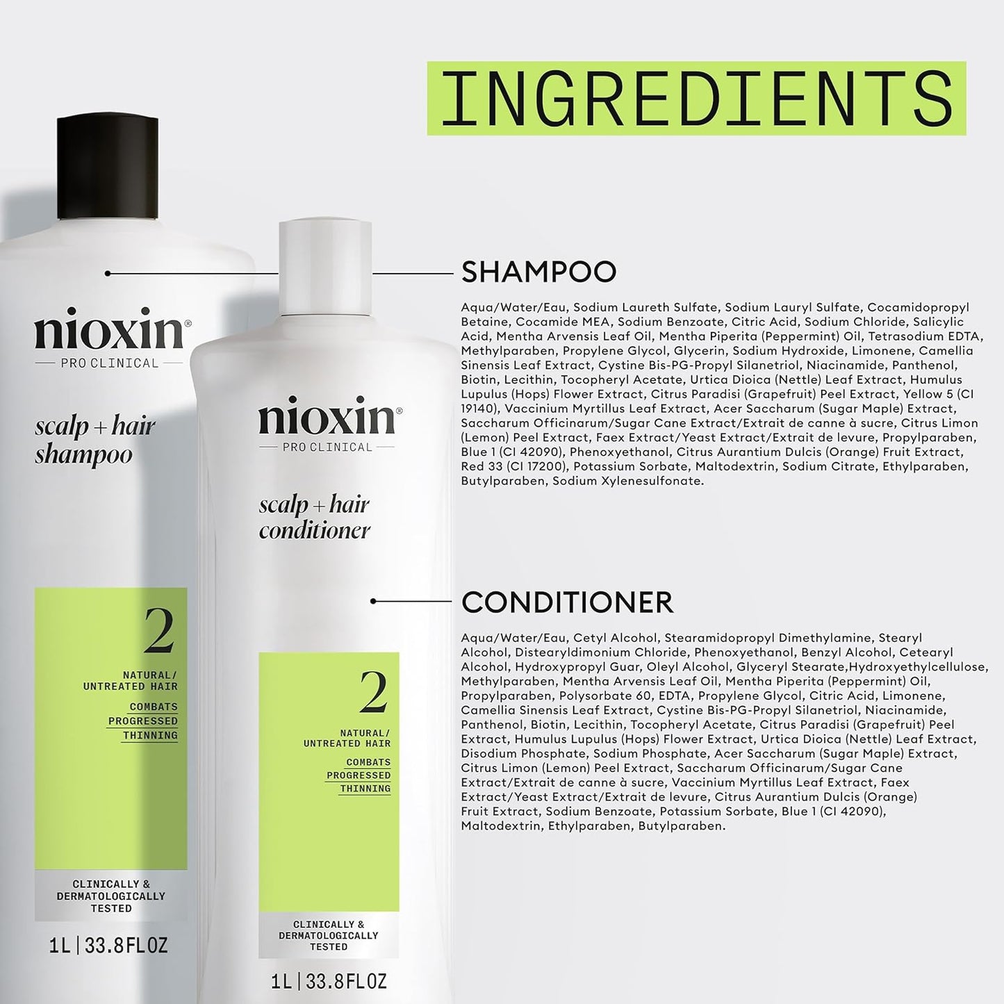 Nioxin Shampoo & Conditioner Liter Duo Set with Pumps – Strengthen & Boost Hair Density for Thinning Hair (Systems 1-4)