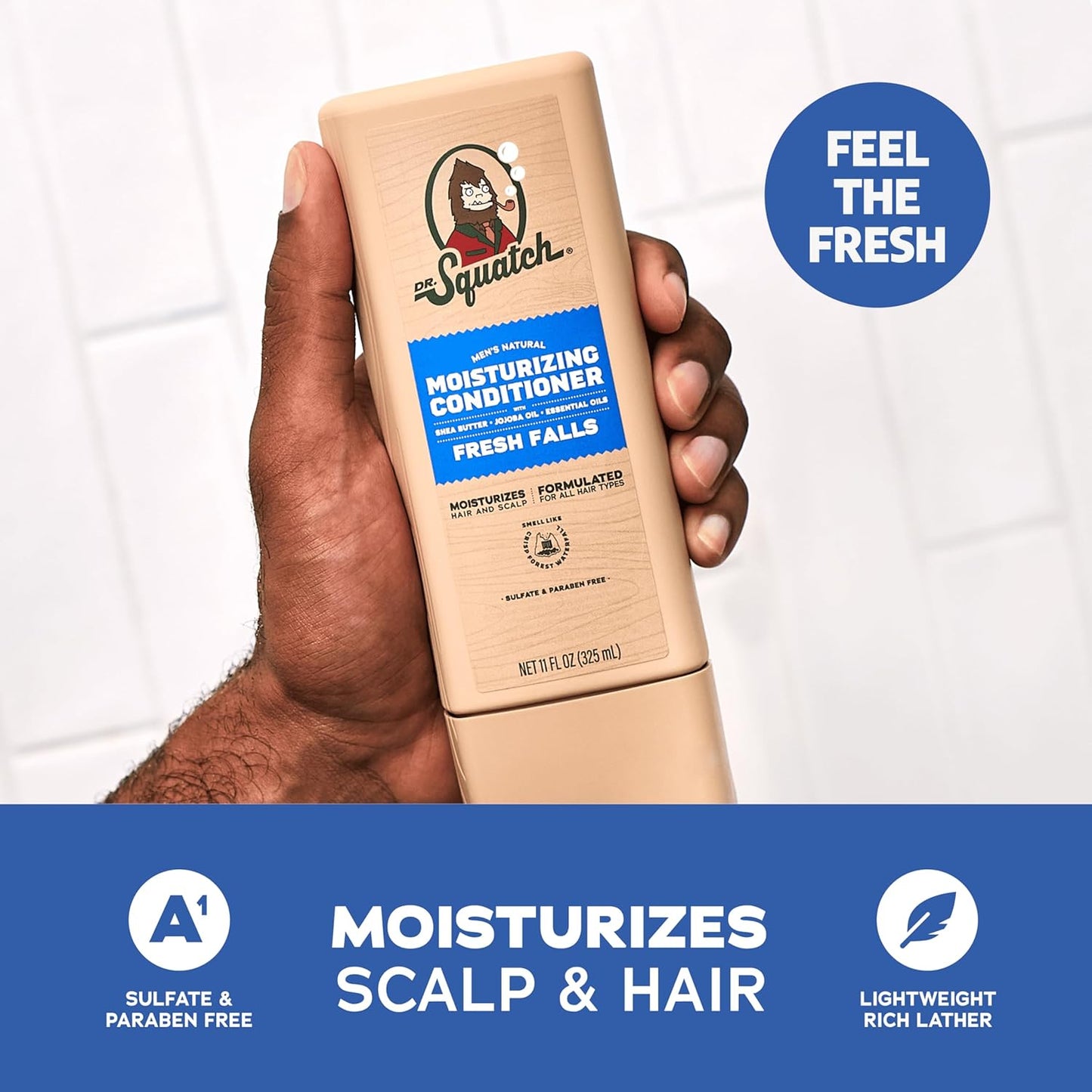 Dr. Squatch Natural Hair Bundle for Men | Fresh Falls Shampoo & Conditioner | Nourishes, Hydrates & Strengthens Hair | Sulfate-Free, Paraben-Free